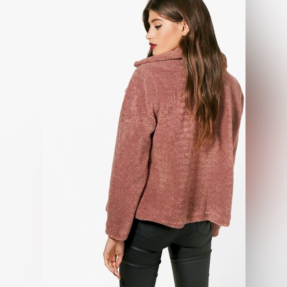 NWOT | BOOHOO PINK TEDDY MOTO JACKET REVOLVE ASOS - Picture 4 of 10